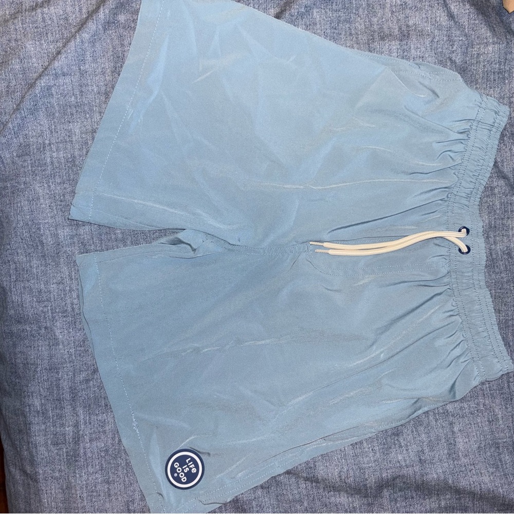 Life Is Good Light Blue Mesh-Lined Swim Shorts